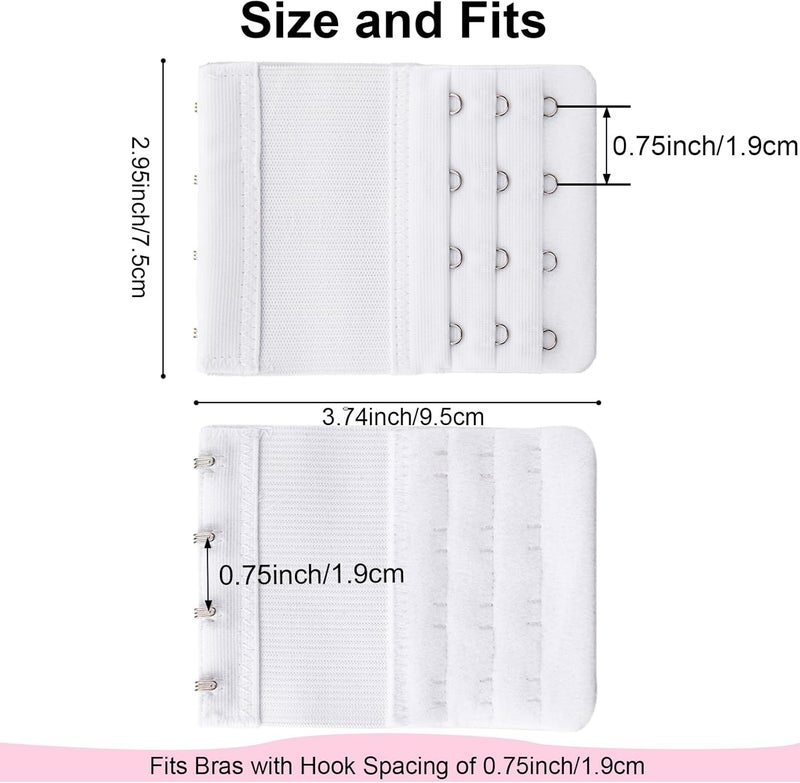 FEUNLEM 4 Hook Bra Extenders for women, Adjustable 4 hook Plus Size Bra Extender (3/4" Spacing) - Image 3